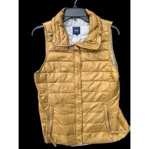 Gap Men's Small Lightweight  Pull Zip Puffer Outdoor Tan Golden Vest Jacket
